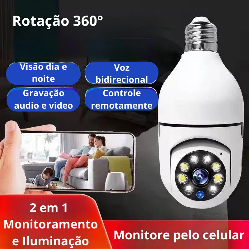 CAMERA DE VIGILÂNCIA EM FORMATO DE LAMPADA - QUALIDADE FULL HD