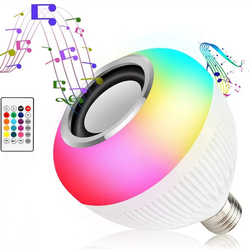 Lampada Musical Caixa Som Bluetooth Led Rgb Com Controle E27 110V/220V