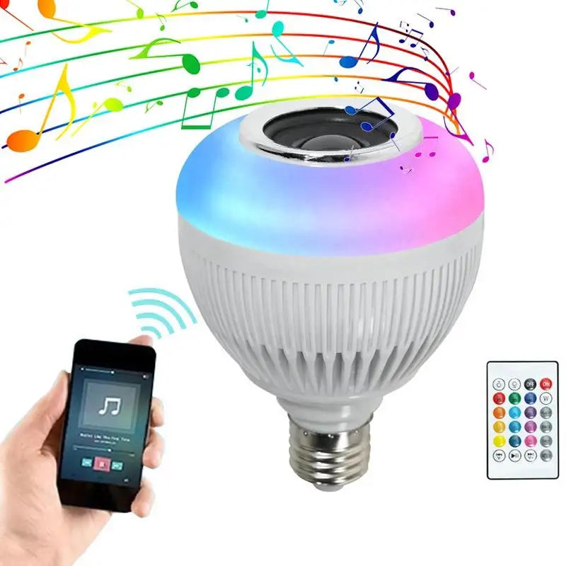 Lampada Musical Caixa Som Bluetooth Led Rgb Com Controle E27 110V/220V